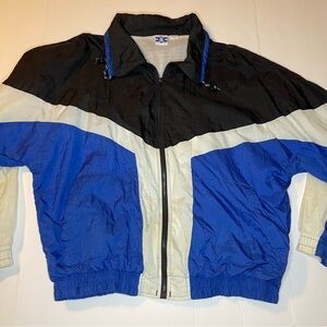 Vintage Pro Spirit Colorblock Windbreaker Jacket Blue Black White XXL